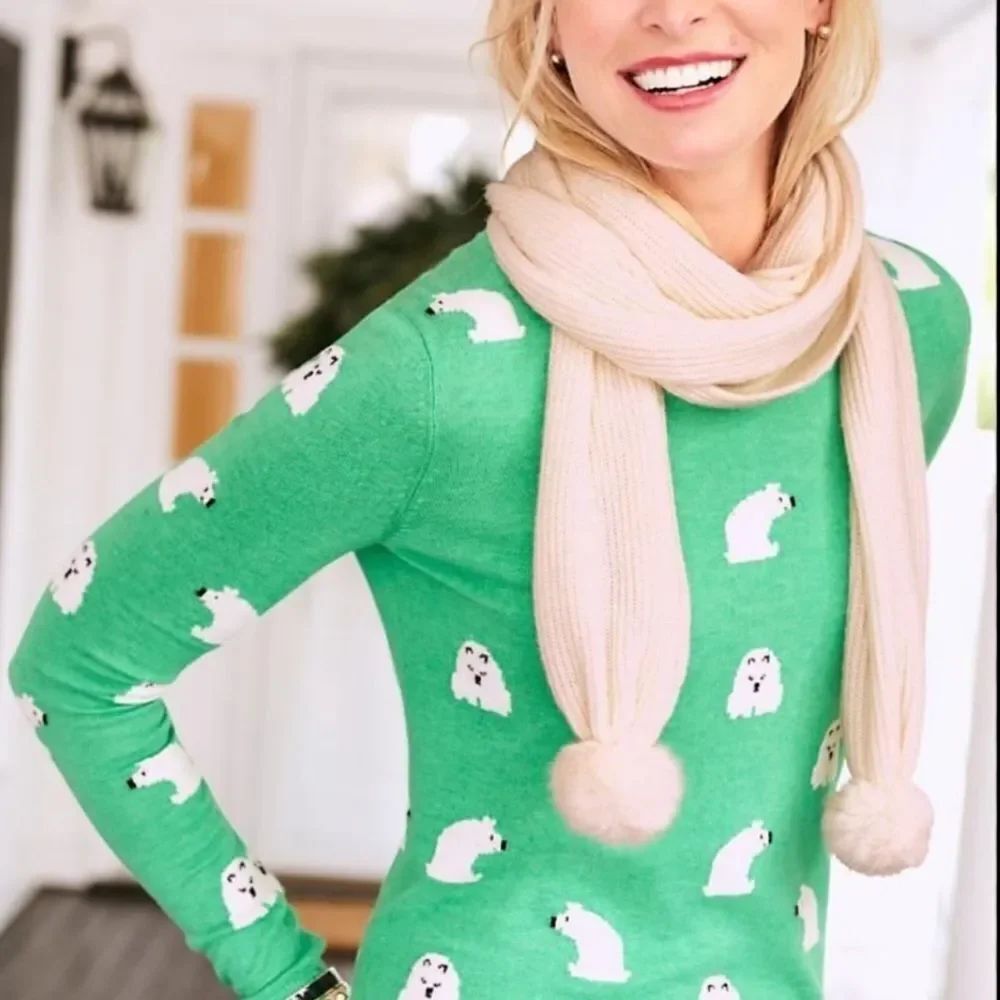 Talbots Polar Bear Cashmere Blend Lightweight Sweater Women’s Small Petite